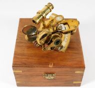 A small brass sextant & box