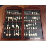 Two cases of collectors spoons including two silver