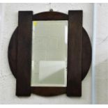 A mid 20thC. oak framed mirror 20.5in H