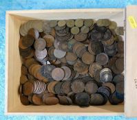 A boxed quantity of mixed coinage