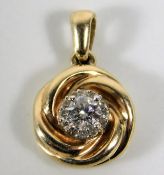 A 9ct gold pendant set with approx. 0.2ct diamond