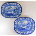 A pair of 19thC. blue & white transferware plates