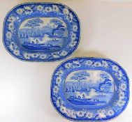 A pair of 19thC. blue & white transferware plates