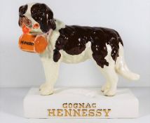 A French Quimper Hennessy Cognac St. Bernard figure 10.25in H