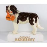 A French Quimper Hennessy Cognac St. Bernard figure 10.25in H