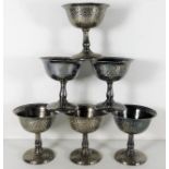 Six silver soldered 18% nickel goblets with hammer
