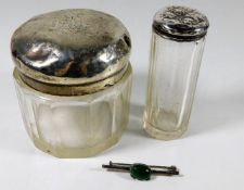 Two silver topped jars (52.1g silver weight) & a s