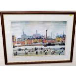 A framed Lowry print, image size 24in x 16in