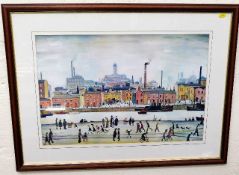 A framed Lowry print, image size 24in x 16in