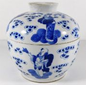 A 19thC. Chinese porcelain jar & cover depicting t