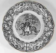 A French 19thC. porcelain plate depicting Jules Ge