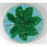 A George Jones majolica plate with chestnut leaf d