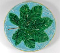 A George Jones majolica plate with chestnut leaf d