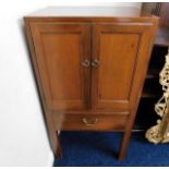 An open backed mahogany entertainments cabinet with drawer under