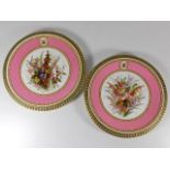 Two 19thC. hand decorated Worcester plates, one wi