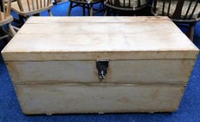 An antique stripped wood trunk 39.5in W x 19.5in D