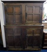 An 18thC. two piece English oak ham cupboard 72in