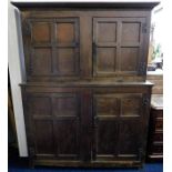 An 18thC. two piece English oak ham cupboard 72in