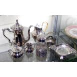 A silver plated coffee set & other plated ware ite