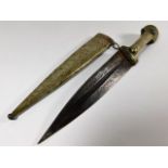 An Asian white metal dagger 12.5in L