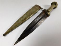 An Asian white metal dagger 12.5in L