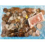 A bagged quantity of mixed coinage & ten shilling
