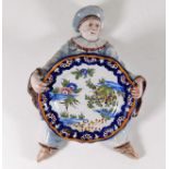A French faience Pierrot figurative wall posy pock