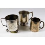 Three silver Christening cups 341g