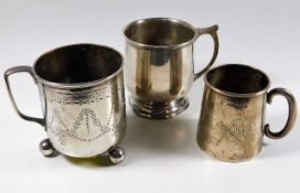 Three silver Christening cups 341g