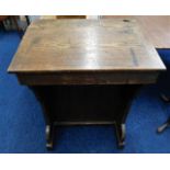 A 19thC. pitch pine school masters desk 38.5in H x
