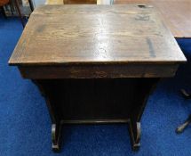 A 19thC. pitch pine school masters desk 38.5in H x