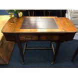 An antique Regency style inlaid ladies writing desk with compartments to left & right a/f 28.5in H