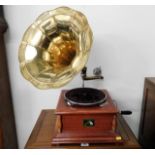 A working reproduction HMV gramophone