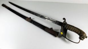 An antique naval officers sword a/f 35.5in L