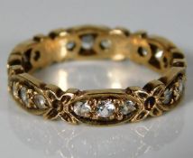 A 9ct gold ring set with paste stones 3.1g size N/