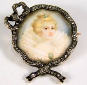 A 19thC. French hallmarked brooch set with diamond