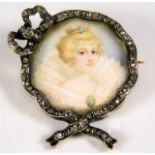 A 19thC. French hallmarked brooch set with diamond