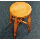 An antique elm farmhouse stool 21in H