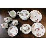 Seventeen pieces of hand painted 19thC. floral tea