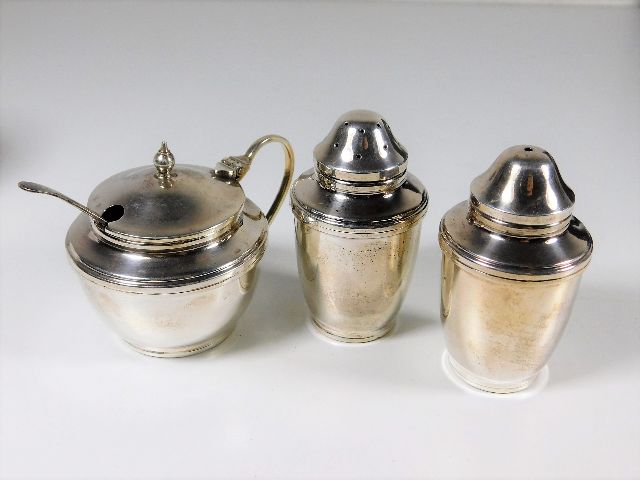 A silver condiment set Birmingham 1978 by A. T. Ca