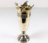 A Mappin & Webb silver posy vase with crown stylis