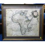 A framed map of Africa c.1695 by French cartograph and one other