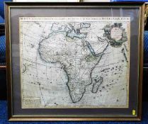 A framed map of Africa c.1695 by French cartograph and one other