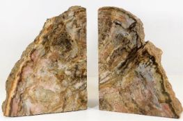 A pair of petrified wood bookends approx. 11in H x