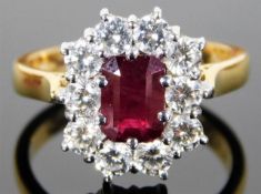 An 18ct gold ring set with 1.33ct of Burma ruby &