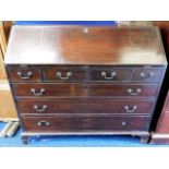 A 19thC. mahogany bureau with brass fittings a/f