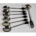 Six silver coffee bean spoons by W. Suckling Ltd t