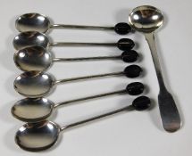 Six silver coffee bean spoons by W. Suckling Ltd t