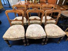 Six 19thC. walnut dining chairs