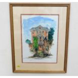 A 1997 framed watercolour by Anthea Lay depicting